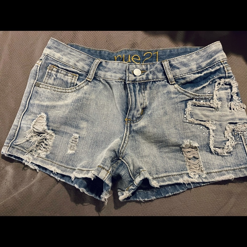 Rue denim distressed shorts